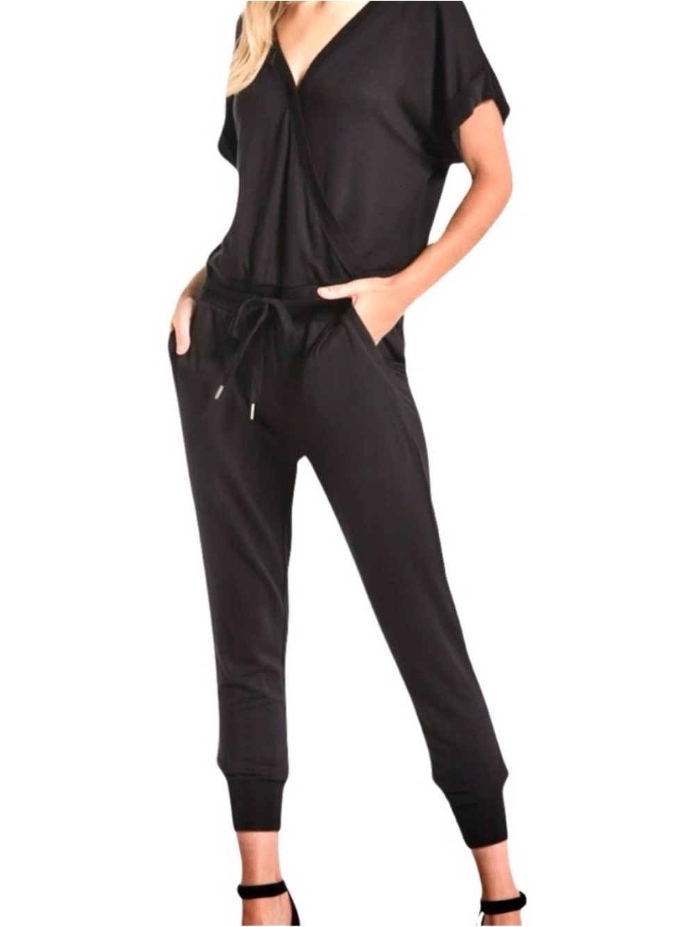 Z Supply Wrap Front Jumpsuit Black XS